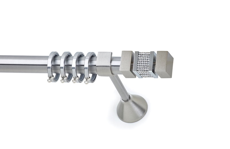 Anartisi Κουρτινόξυλο Φ25 Inox LEADER STRASS Νίκελ Σατι